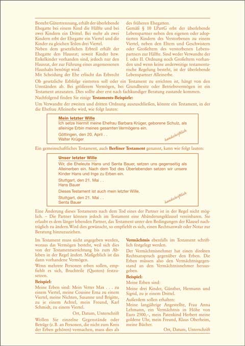 Persönlicher Testament-Brief