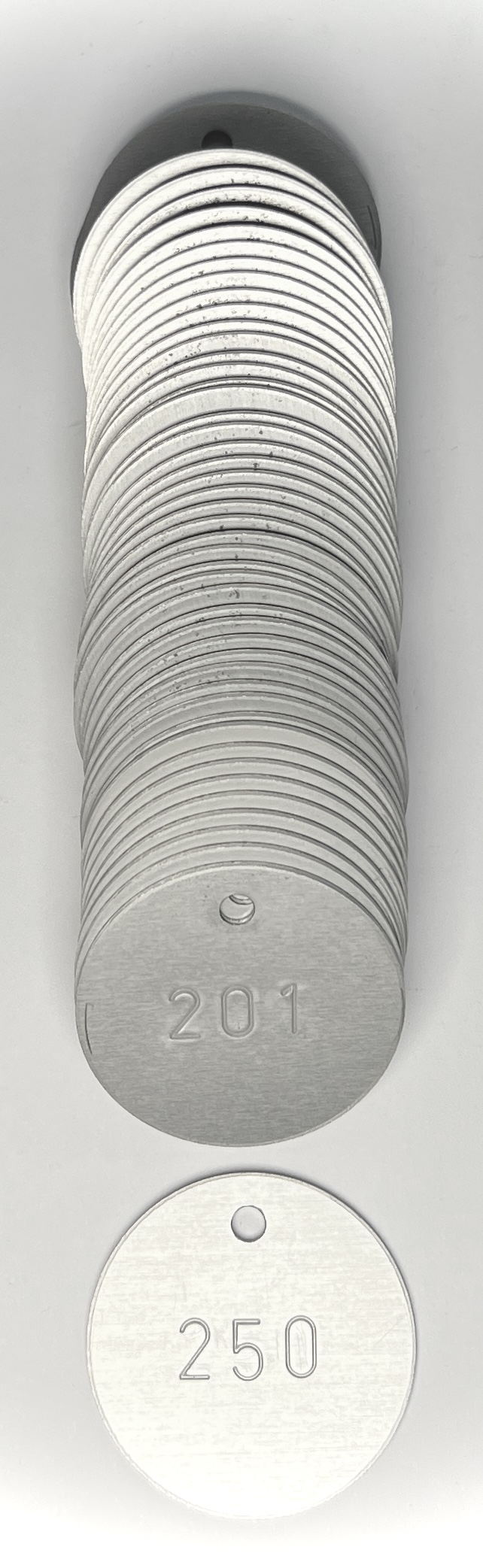 Ronden 35 mm, Baummarken nummeriert gruen-silber Satz