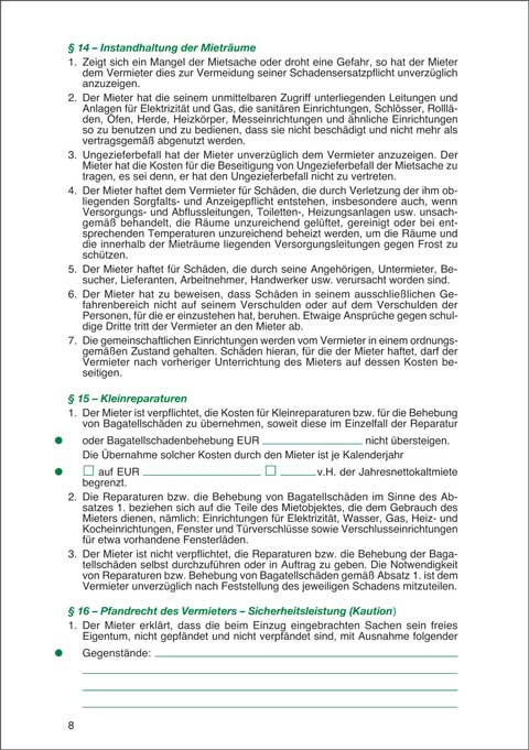 Mietbuch Wohnungsmietvertrag