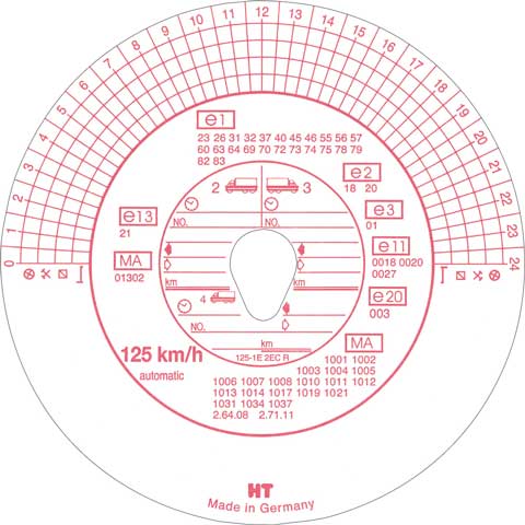 Original HAUG Diagrammscheiben 125 151 (125 km/h Automatik)