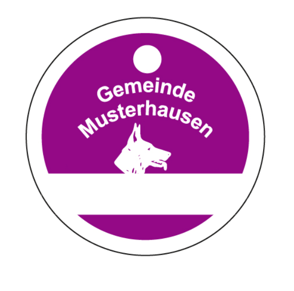 Hundesteuermarken aus Aluminium, Form 01, violett