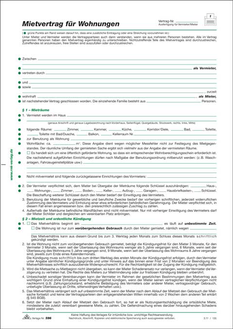 Mietvertrag für Wohnungen - Berliner Fassung
