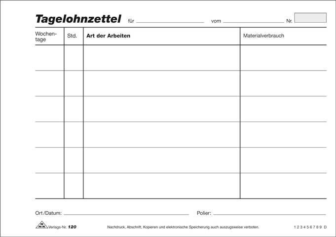 Tagelohnzettel