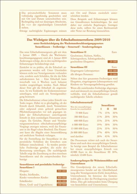 Persönlicher Testament-Brief