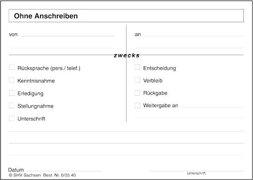100 Umlaufzettel Ohne Anschreiben Webshop Shv Verlag Für Behörden