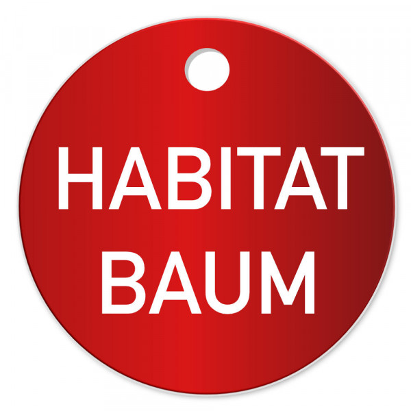 Habitat Baum, Alu Plakette Baummarke, 50mm, rot